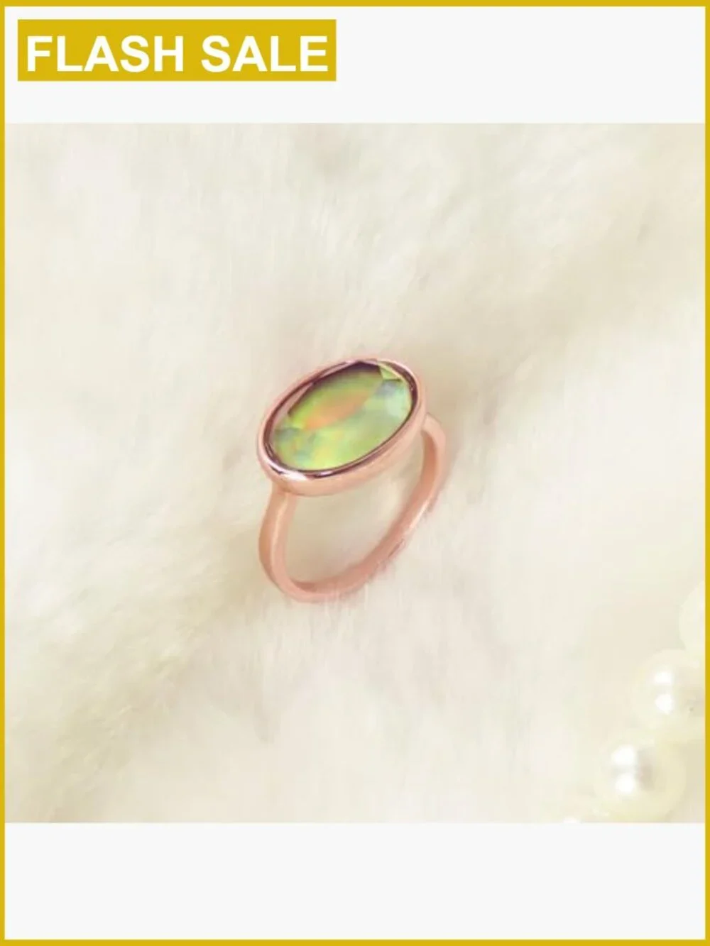 Color Change Mood Ring - Oval Facet Crystal Stone, Minimalist Statement Jewelry